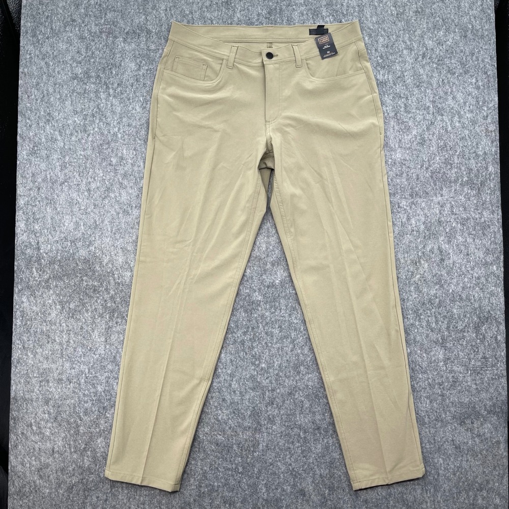 14th & Union Pants Mens 34 Biege Khaki Performance 4-Way Stretch Quick Dry New